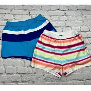 TWO PAIRS Girls Lands End Board Shorts w Brief Sz L 14 A724